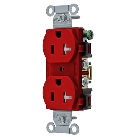 Hubbell Wiring Device-Kellems Straight Blade Receptacle, 5-20R, 20 A, 125V AC, 2 Pole, 3 Wire, Flush Mount, Grounded BR20RTR